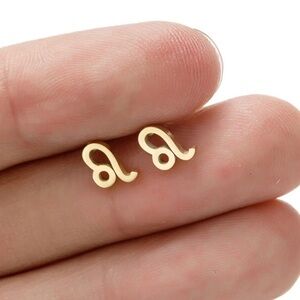 3 For $35 18K Gold Unisex Leo Zodiac Sign Minimalist Stud Earrings